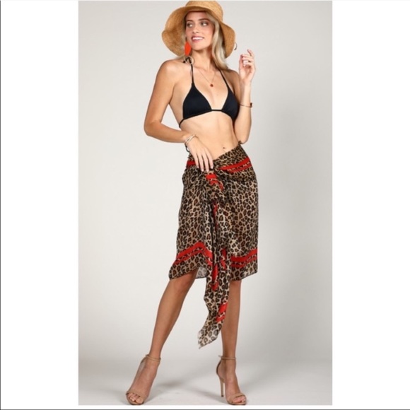 Ruggine Douby Leopard scarf with stripe accent - Picture 7 of 7